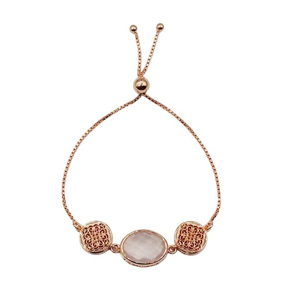 Sterling Silver Rose Quartzes Bracelet - Picture 1 of 1